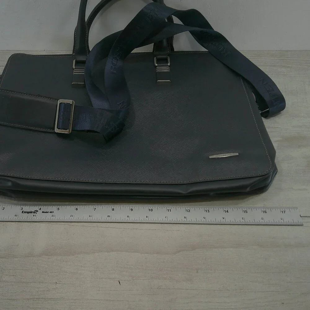 BOSTANTEN Briefcase Leather Laptop Bag Lawyer Business Vintage True Navy Slim